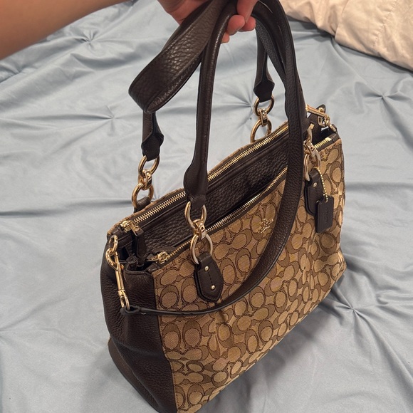 Coach Tan/Brown Signature Colette Carryall w/original removable crossbody strap - Picture 4 of 14